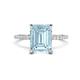 1 - Aisha 2.37 ctw Aquamarine Emerald Shape (9x7 mm) Hidden Halo accented Side Lab Grown Diamond Engagement Ring 
