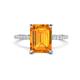 1 - Aisha 2.62 ctw Citrine Emerald Shape (9x7 mm) Hidden Halo accented Side Lab Grown Diamond Engagement Ring 