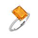 3 - Aisha 2.62 ctw Citrine Emerald Shape (9x7 mm) Hidden Halo accented Side Lab Grown Diamond Engagement Ring 
