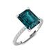 3 - Aisha 3.37 ctw London Blue Topaz Emerald Shape (9x7 mm) Hidden Halo accented Side Lab Grown Diamond Engagement Ring 