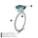 4 - Aisha 3.37 ctw London Blue Topaz Emerald Shape (9x7 mm) Hidden Halo accented Side Lab Grown Diamond Engagement Ring 