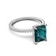 5 - Aisha 3.37 ctw London Blue Topaz Emerald Shape (9x7 mm) Hidden Halo accented Side Lab Grown Diamond Engagement Ring 