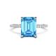 1 - Aisha 3.37 ctw Blue Topaz Emerald Shape (9x7 mm) Hidden Halo accented Side Lab Grown Diamond Engagement Ring 