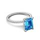 5 - Aisha 3.37 ctw Blue Topaz Emerald Shape (9x7 mm) Hidden Halo accented Side Lab Grown Diamond Engagement Ring 