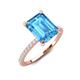 3 - Aisha 3.37 ctw Blue Topaz Emerald Shape (9x7 mm) Hidden Halo accented Side Lab Grown Diamond Engagement Ring 