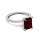 5 - Aisha 3.37 ctw Red Garnet Emerald Shape (9x7 mm) Hidden Halo accented Side Lab Grown Diamond Engagement Ring 