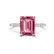 1 - Aisha 3.22 ctw Pink Tourmaline Emerald Shape (9x7 mm) Hidden Halo accented Side Lab Grown Diamond Engagement Ring 