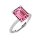 3 - Aisha 3.22 ctw Pink Tourmaline Emerald Shape (9x7 mm) Hidden Halo accented Side Lab Grown Diamond Engagement Ring 