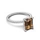5 - Aisha 2.62 ctw Smoky Quartz Emerald Shape (9x7 mm) Hidden Halo accented Side Lab Grown Diamond Engagement Ring 