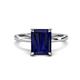 1 - Lucia 3.04 ctw Created Blue Sapphire Emerald Shape (9x7 mm) Hidden Halo accented Natural Diamond Engagement Ring 