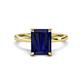 1 - Lucia 3.04 ctw Created Blue Sapphire Emerald Shape (9x7 mm) Hidden Halo accented Natural Diamond Engagement Ring 