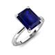 3 - Lucia 3.04 ctw Created Blue Sapphire Emerald Shape (9x7 mm) Hidden Halo accented Natural Diamond Engagement Ring 