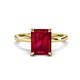 1 - Lucia 3.10 ctw Created Ruby Emerald Shape (9x7 mm) Hidden Halo accented Natural Diamond Engagement Ring 