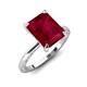 3 - Lucia 3.10 ctw Created Ruby Emerald Shape (9x7 mm) Hidden Halo accented Natural Diamond Engagement Ring 