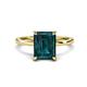 1 - Lucia 3.14 ctw London Blue Topaz Emerald Shape (9x7 mm) Hidden Halo accented Natural Diamond Engagement Ring 