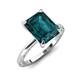 3 - Lucia 3.14 ctw London Blue Topaz Emerald Shape (9x7 mm) Hidden Halo accented Natural Diamond Engagement Ring 