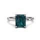 1 - Lucia 3.14 ctw London Blue Topaz Emerald Shape (9x7 mm) Hidden Halo accented Natural Diamond Engagement Ring 