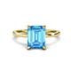 1 - Lucia 3.14 ctw Blue Topaz Emerald Shape (9x7 mm) Hidden Halo accented Natural Diamond Engagement Ring 