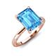 3 - Lucia 3.14 ctw Blue Topaz Emerald Shape (9x7 mm) Hidden Halo accented Natural Diamond Engagement Ring 