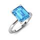 3 - Lucia 3.14 ctw Blue Topaz Emerald Shape (9x7 mm) Hidden Halo accented Natural Diamond Engagement Ring 