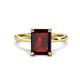 1 - Lucia 3.14 ctw Red Garnet Emerald Shape (9x7 mm) Hidden Halo accented Natural Diamond Engagement Ring 
