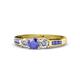 1 - Jamille 0.75 ctw Tanzanite (4.50 mm) and Lab Grown Diamond (3.50 mm) Three Stone accented Tanzanite Engagement Ring  