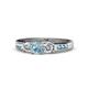 1 - Jamille 0.76 ctw Aquamarine (4.50 mm) and Lab Grown Diamond (3.50 mm) Three Stone accented Aquamarine Engagement Ring  