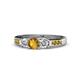 1 - Jamille 0.76 ctw Citrine (4.50 mm) and Lab Grown Diamond (3.50 mm) Three Stone accented Citrine Engagement Ring  