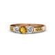 1 - Jamille 0.76 ctw Citrine (4.50 mm) and Lab Grown Diamond (3.50 mm) Three Stone accented Citrine Engagement Ring  