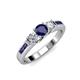 2 - Jamille 0.98 ctw Blue Sapphire (4.50 mm) and Lab Grown Diamond (3.50 mm) Three Stone accented Blue Sapphire Engagement Ring  