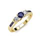 2 - Jamille 0.98 ctw Blue Sapphire (4.50 mm) and Lab Grown Diamond (3.50 mm) Three Stone accented Blue Sapphire Engagement Ring  