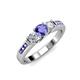 2 - Jamille 0.75 ctw Tanzanite (4.50 mm) and Lab Grown Diamond (3.50 mm) Three Stone accented Tanzanite Engagement Ring  