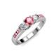 2 - Jamille 0.76 ctw Pink Tourmaline (4.50 mm) and Lab Grown Diamond (3.50 mm) Three Stone accented Pink Tourmaline Engagement Ring  