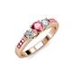 2 - Jamille 0.76 ctw Pink Tourmaline (4.50 mm) and Lab Grown Diamond (3.50 mm) Three Stone accented Pink Tourmaline Engagement Ring  