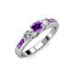 2 - Jamille 0.76 ctw Amethyst (4.50 mm) and Lab Grown Diamond (3.50 mm) Three Stone accented Amethyst Engagement Ring  