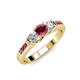 2 - Jamille 0.83 ctw Rhodolite Garnet (4.50 mm) and Lab Grown Diamond (3.50 mm) Three Stone accented Rhodolite Garnet Engagement Ring  