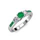 2 - Jamille 0.75 ctw Emerald (4.50 mm) and Lab Grown Diamond (3.50 mm) Three Stone accented Emerald Engagement Ring  