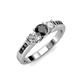 2 - Jamille 0.83 ctw Black Diamond (4.50 mm) and Lab Grown Diamond (3.50 mm) Three Stone accented Black Diamond Engagement Ring  