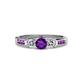 3 - Jamille 0.76 ctw Amethyst (4.50 mm) and Lab Grown Diamond (3.50 mm) Three Stone accented Amethyst Engagement Ring  