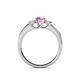 4 - Jamille 0.80 ctw Pink Sapphire (4.50 mm) and Lab Grown Diamond (3.50 mm) Three Stone accented Pink Sapphire Engagement Ring  