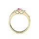 4 - Jamille 0.80 ctw Pink Sapphire (4.50 mm) and Lab Grown Diamond (3.50 mm) Three Stone accented Pink Sapphire Engagement Ring  