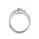 4 - Jamille 0.76 ctw Pink Tourmaline (4.50 mm) and Lab Grown Diamond (3.50 mm) Three Stone accented Pink Tourmaline Engagement Ring  