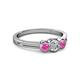 2 - Irina 0.50 ctwLab Grown Diamond With Side Pink Sapphire Three Stone Engagement Ring 