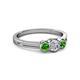 2 - Irina 0.54 ctwLab Grown Diamond With Side Green Garnet Three Stone Engagement Ring 