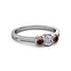 2 - Irina 0.54 ctwLab Grown Diamond With Side Red Garnet Three Stone Engagement Ring 