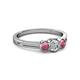 2 - Irina 0.54 ctwLab Grown Diamond With Side Rhodolite Garnet Three Stone Engagement Ring 