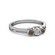 2 - Irina 0.49 ctwLab Grown Diamond With Side Smoky Quartz Three Stone Engagement Ring 