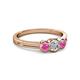 2 - Irina 0.50 ctwLab Grown Diamond With Side Pink Sapphire Three Stone Engagement Ring 
