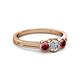 2 - Irina 0.51 ctwLab Grown Diamond With Side Ruby Three Stone Engagement Ring 