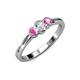 3 - Irina 0.50 ctwLab Grown Diamond With Side Pink Sapphire Three Stone Engagement Ring 